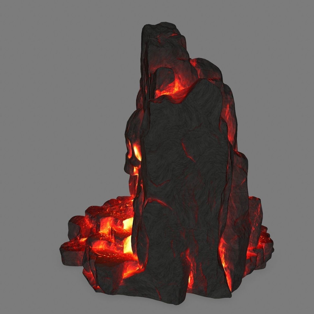 lava skull cave Low-poly 3D model_7