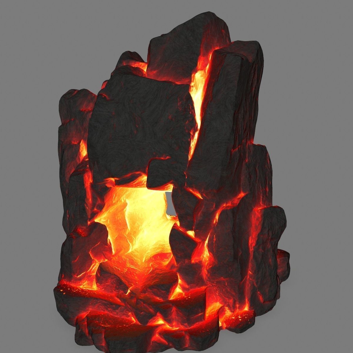 lava skull cave Low-poly 3D model_4