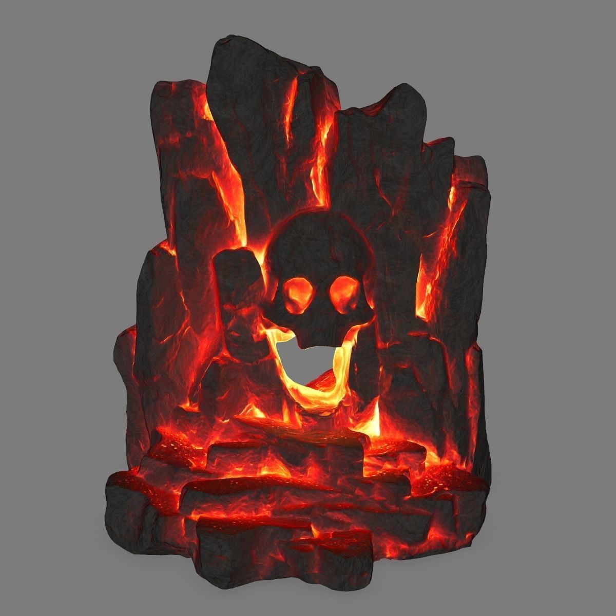 lava skull cave Low-poly 3D model_1