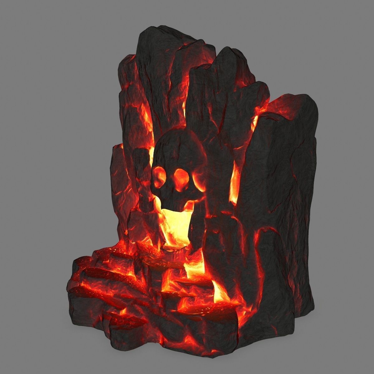 lava skull cave Low-poly 3D model_8