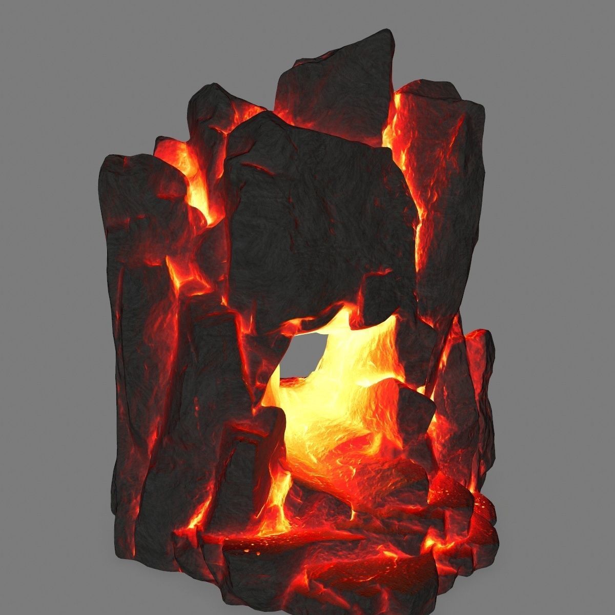 lava skull cave Low-poly 3D model_5