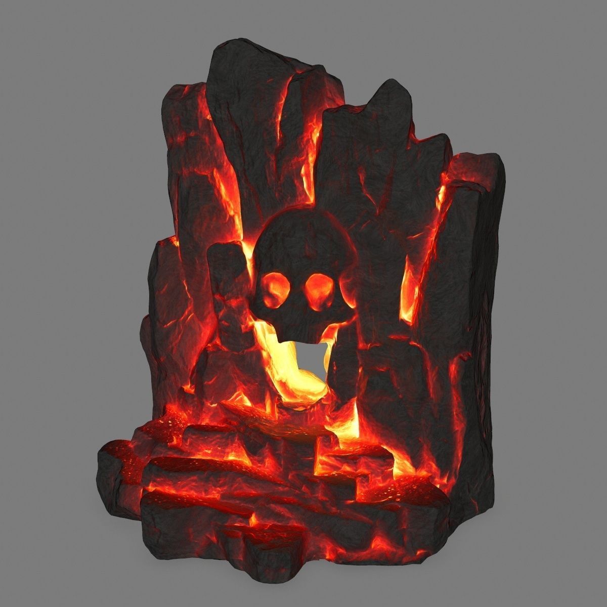 lava skull cave Low-poly 3D model_9