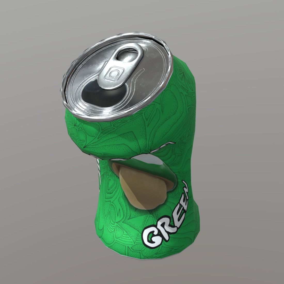 Beverage Can Deformed 1 - Liquid Mushroom Low-poly 3D model_1