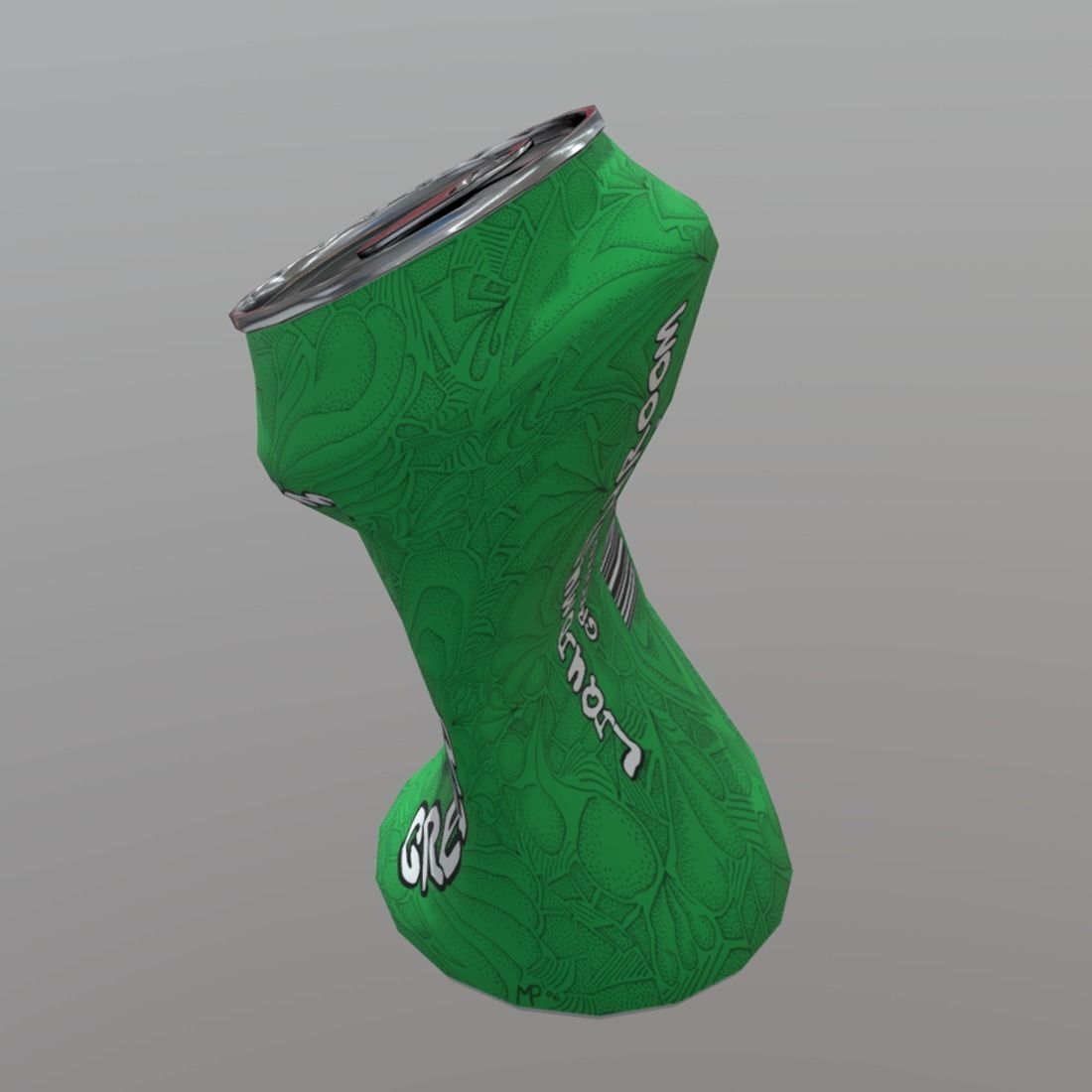 Beverage Can Deformed 1 - Liquid Mushroom Low-poly 3D model_2