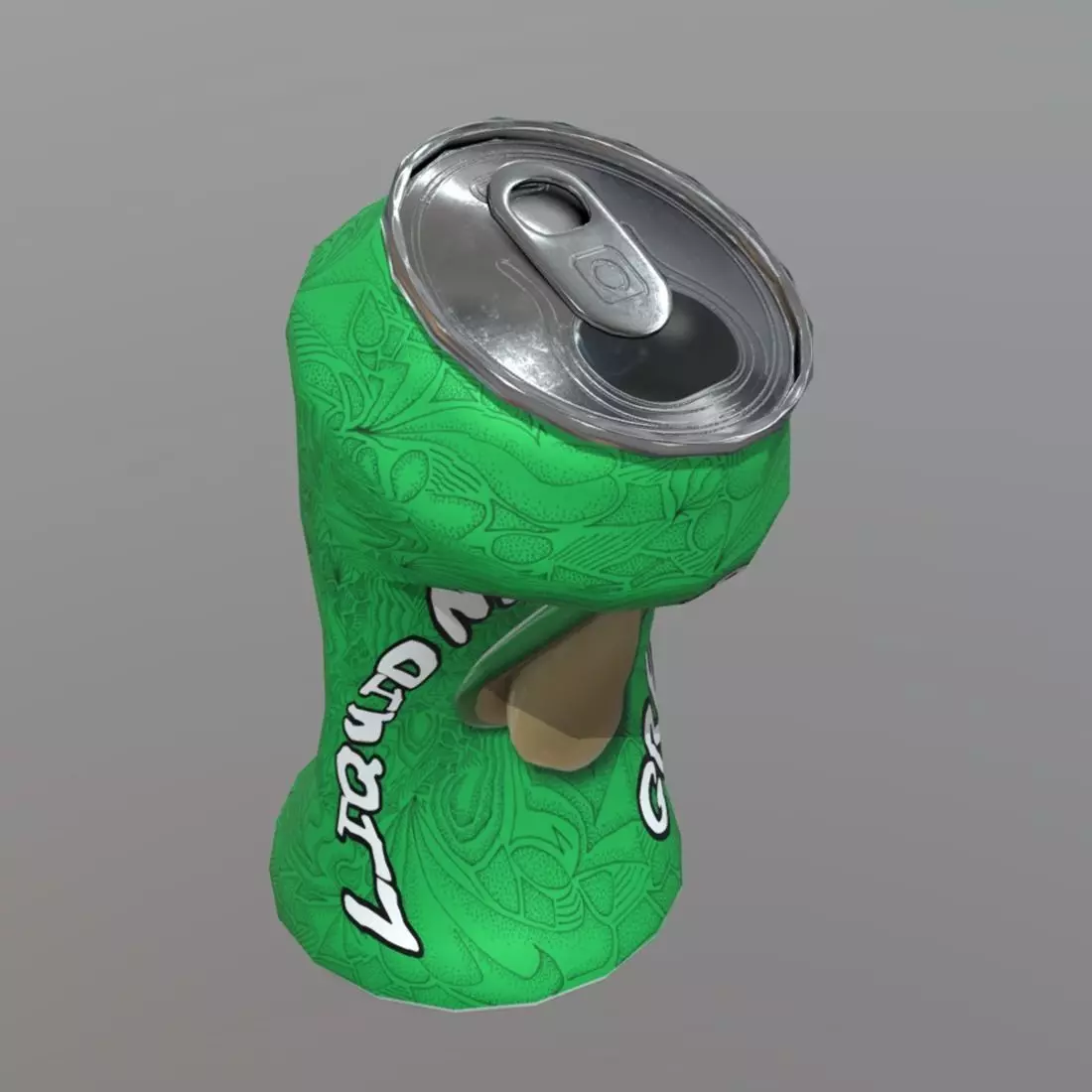 Beverage Can Deformed 1 - Liquid Mushroom Low-poly 3D model_0