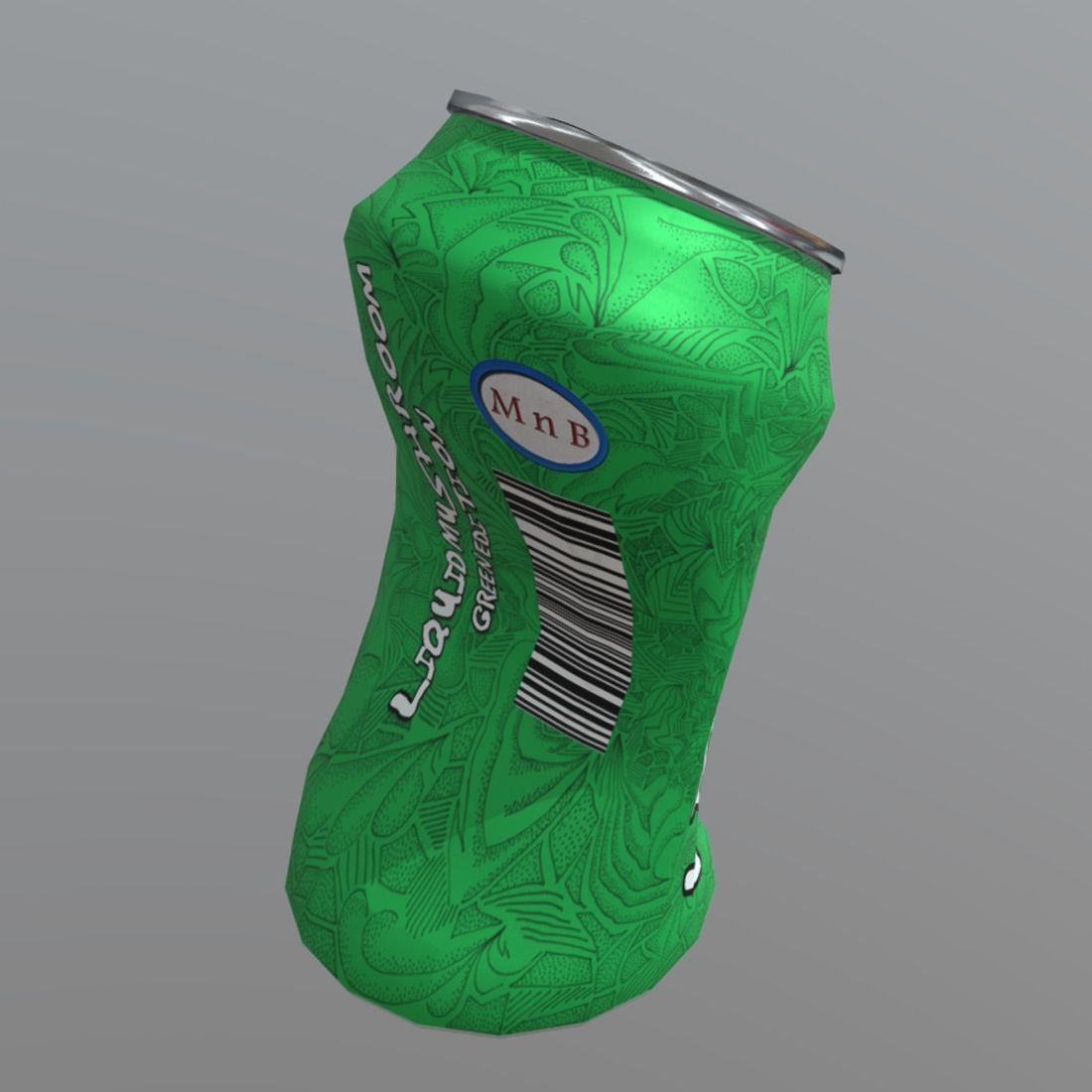 Beverage Can Deformed 1 - Liquid Mushroom Low-poly 3D model_3