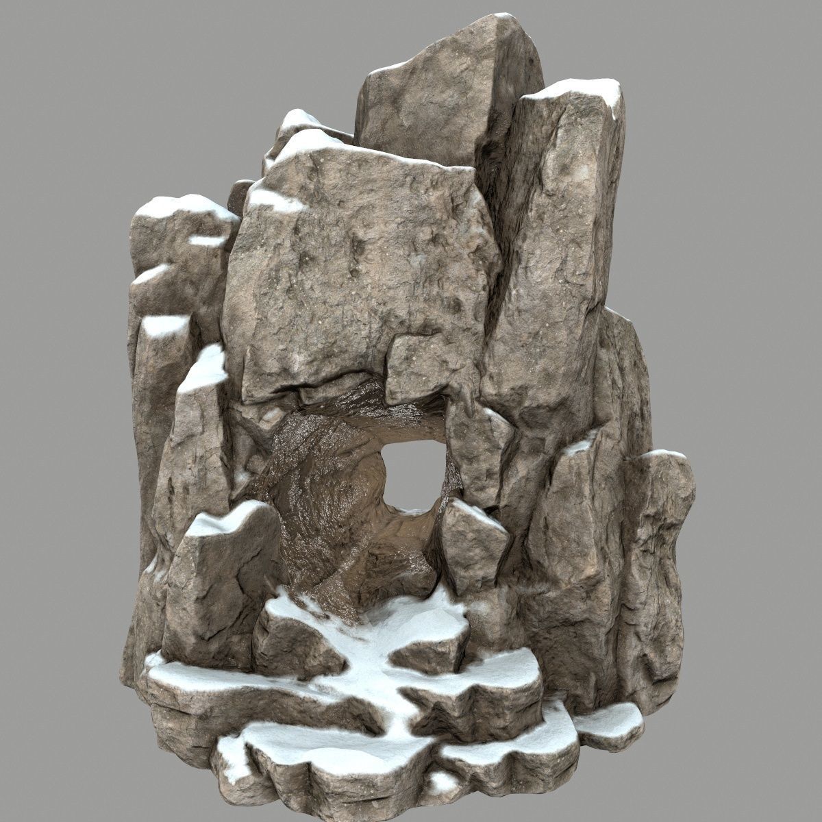 snow skull cave Low-poly 3D model_5