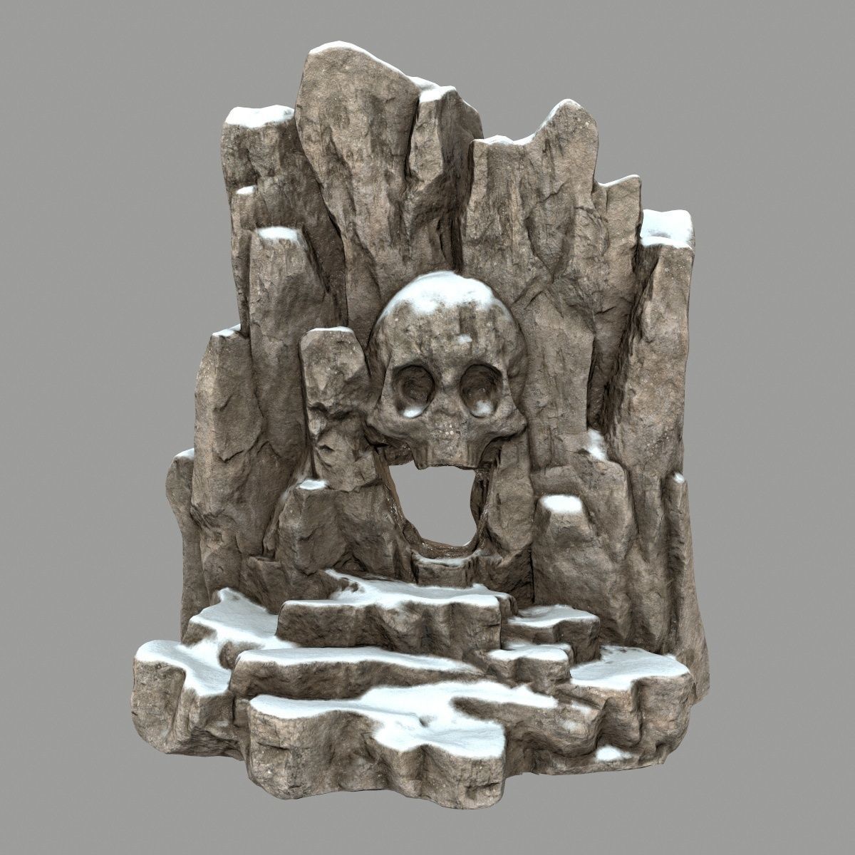 snow skull cave Low-poly 3D model_1