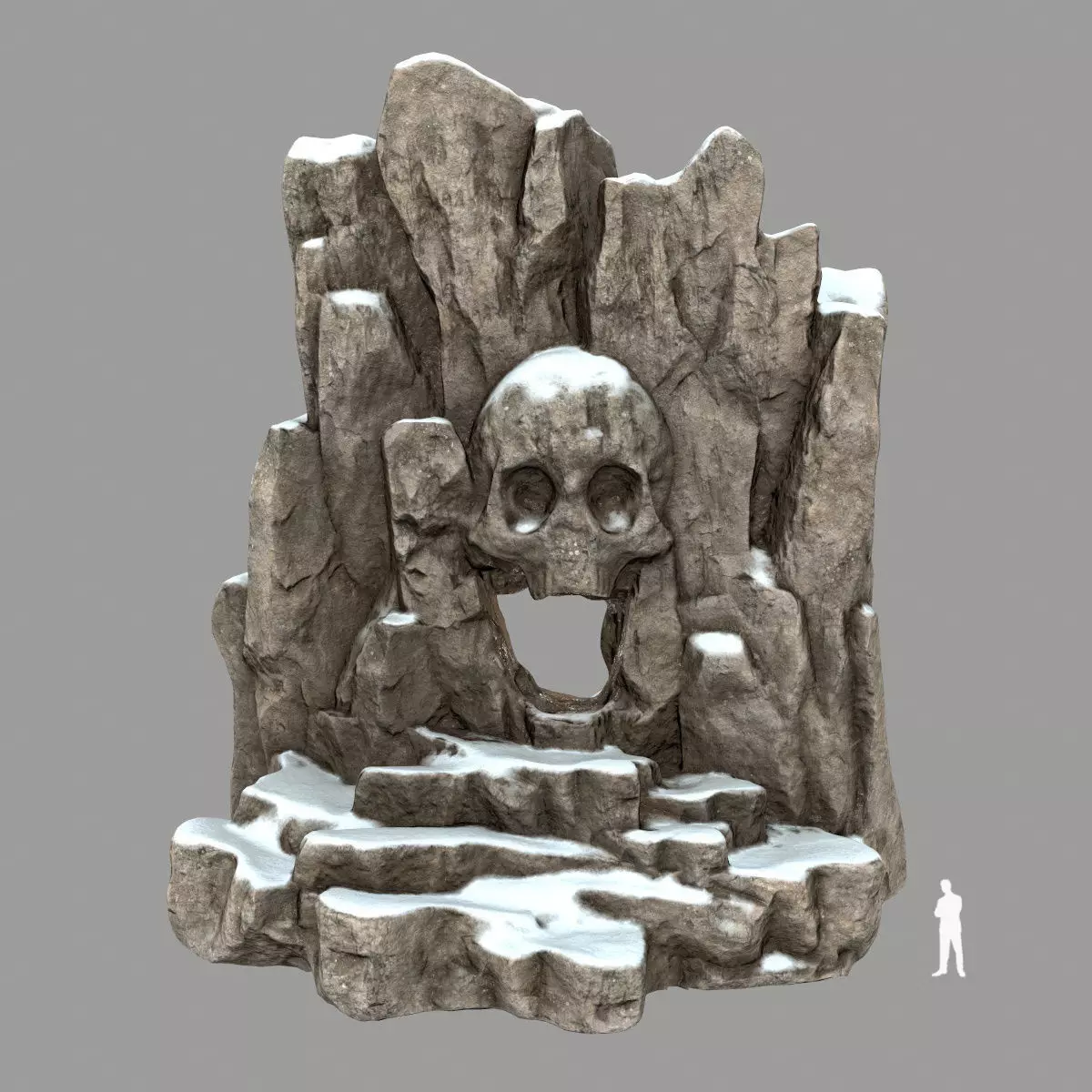 snow skull cave Low-poly 3D model_0