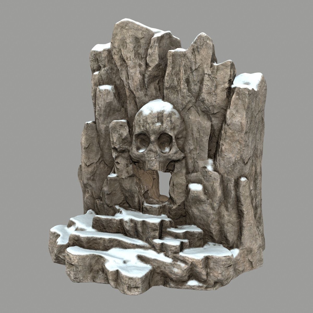 snow skull cave Low-poly 3D model_9