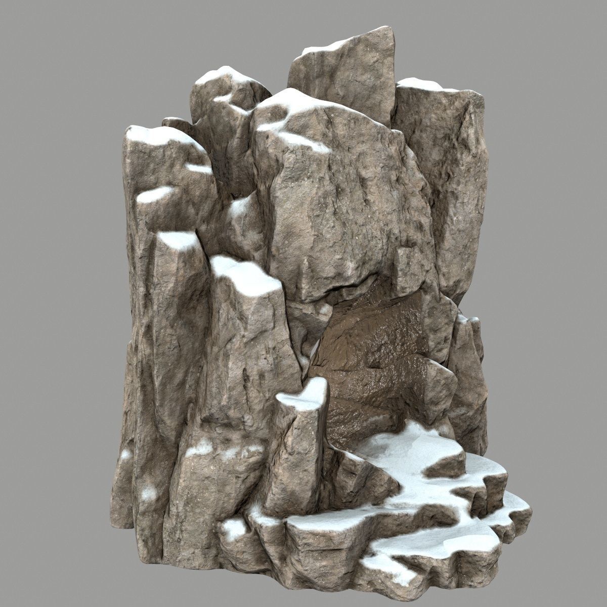 snow skull cave Low-poly 3D model_6