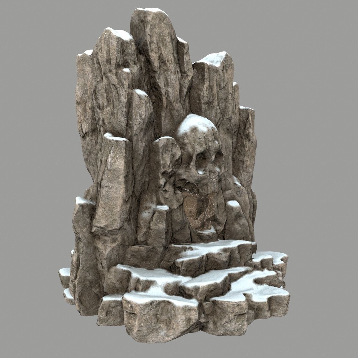 snow skull cave Low-poly 3D model_2
