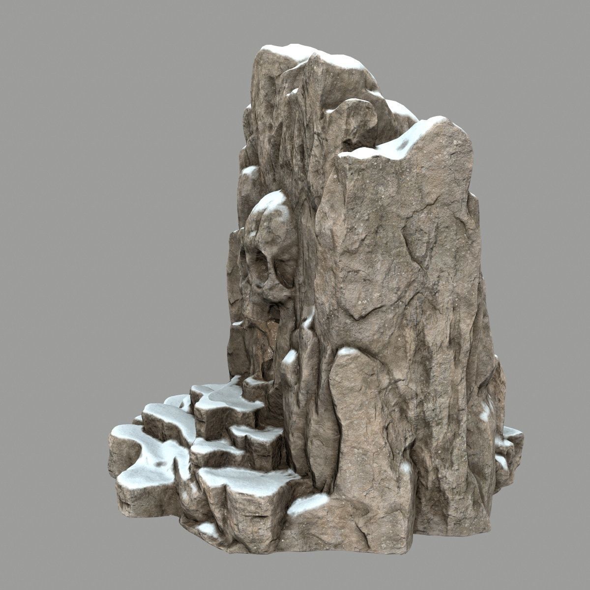 snow skull cave Low-poly 3D model_8