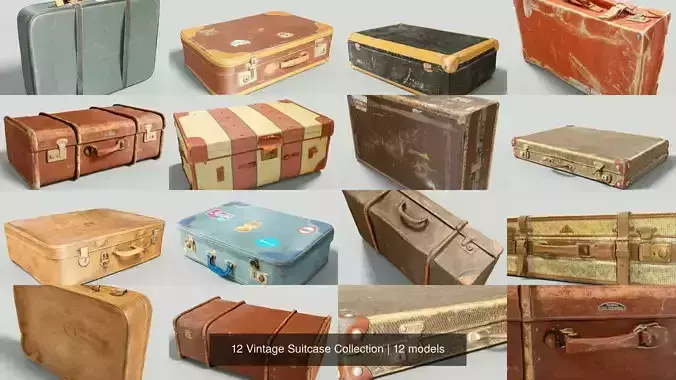 12 Vintage Suitcase Collection