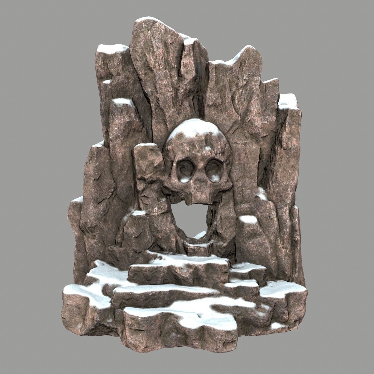 skull cave Low-poly 3D model_1