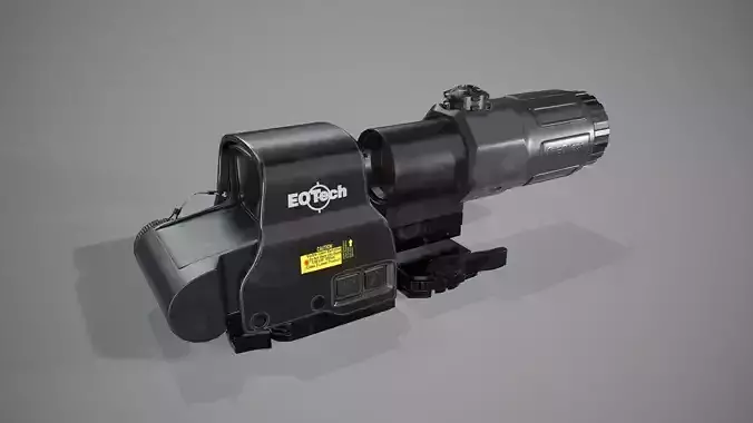 Collimator holographic Weapon Sight with scope Low-poly 3D model