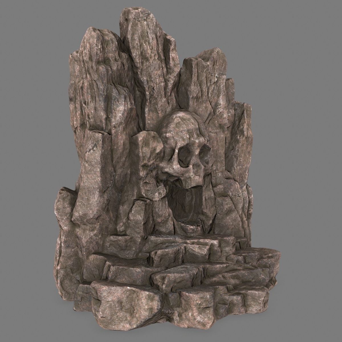 skull cave Low-poly 3D model_2