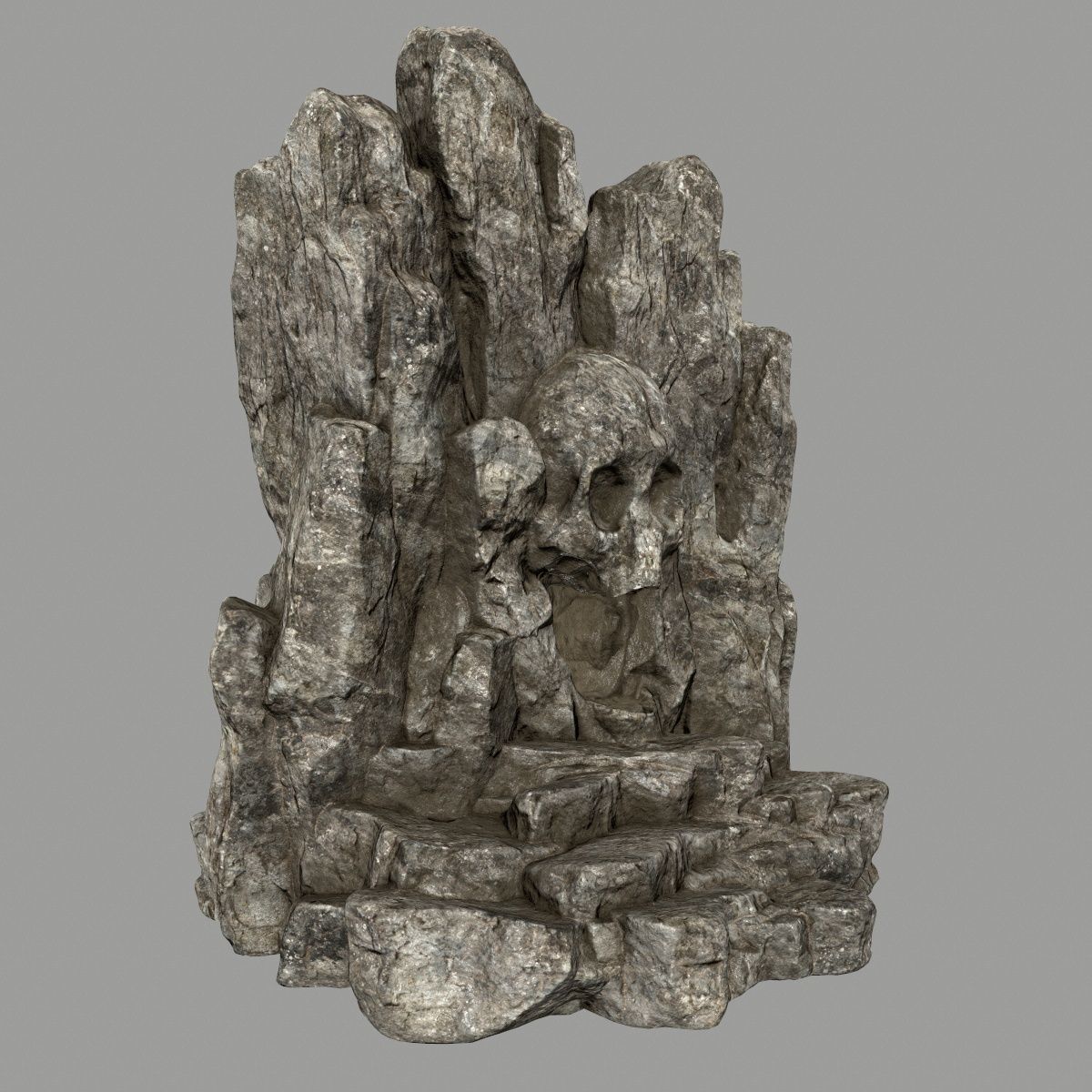 skull cave Low-poly 3D model_2