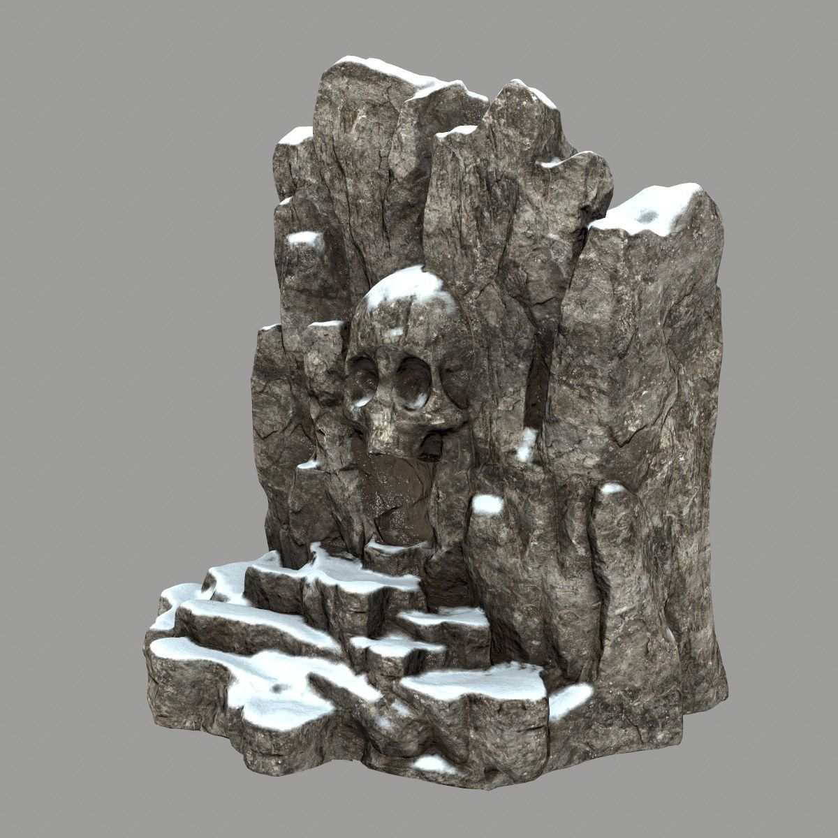 skull cave Low-poly 3D model_9