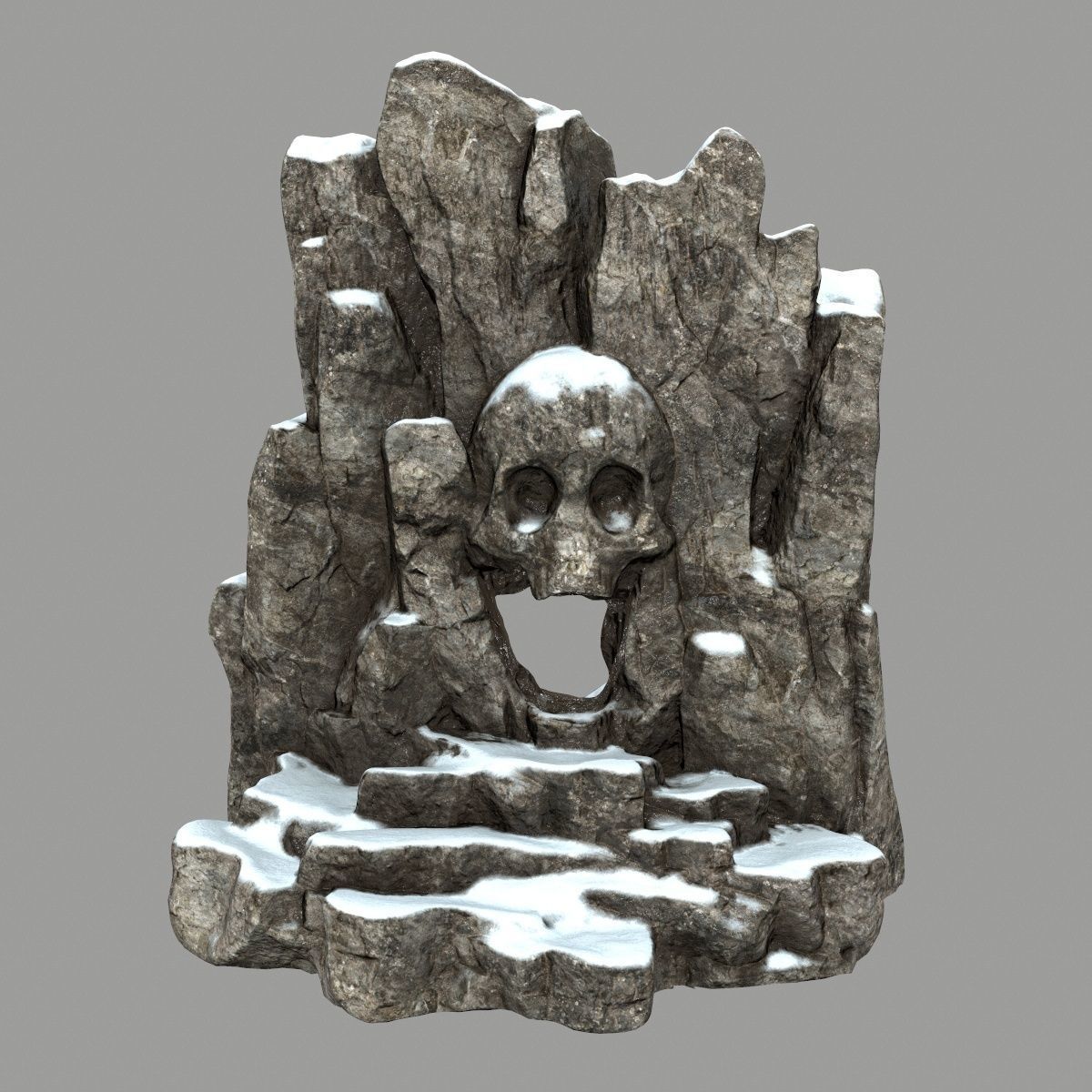 skull cave Low-poly 3D model_1