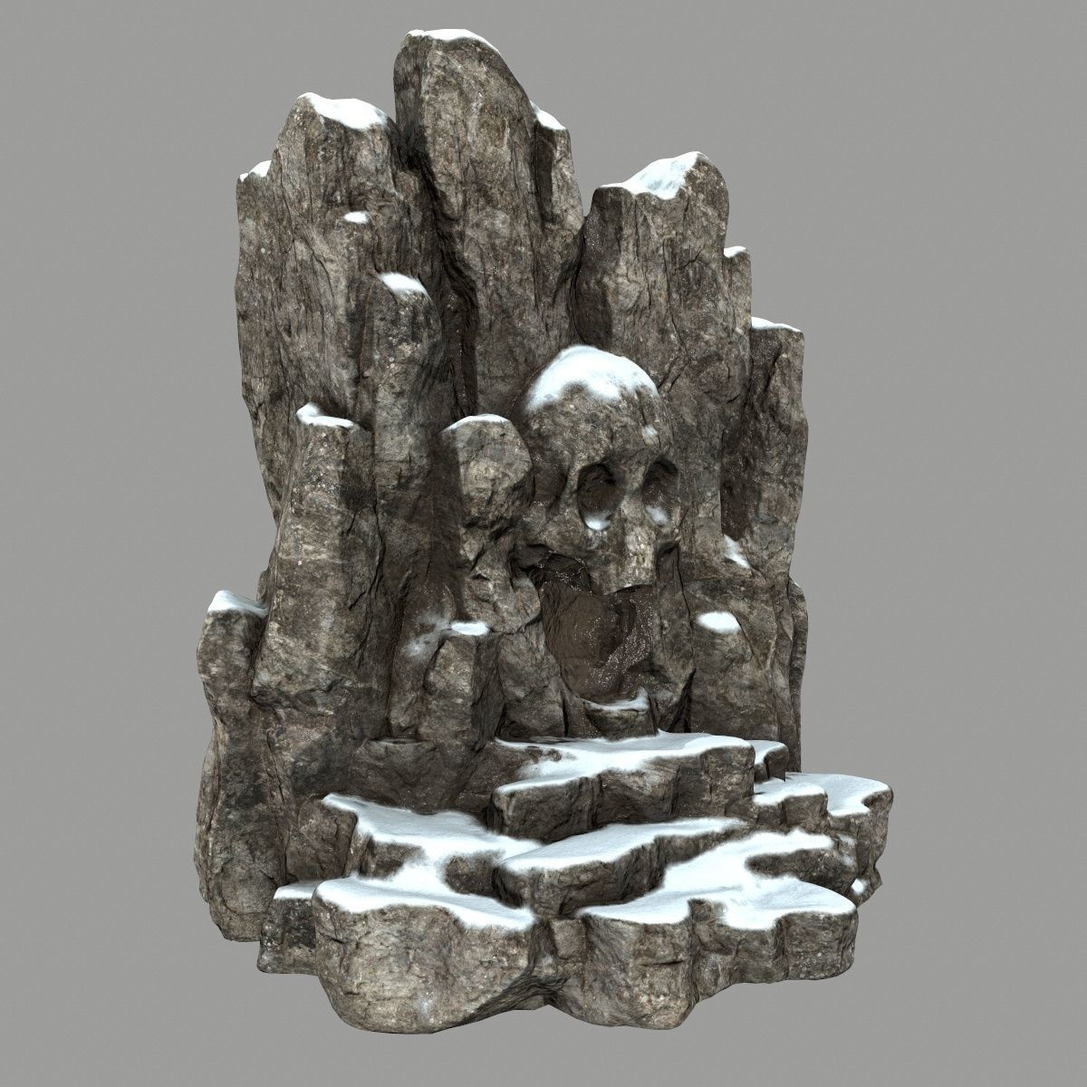 skull cave Low-poly 3D model_2