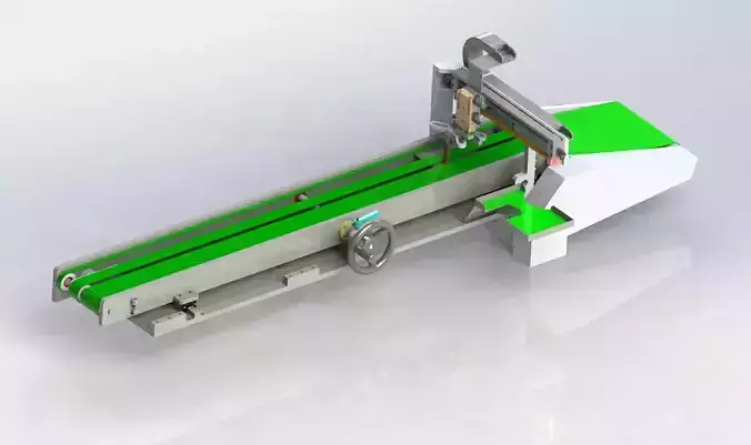 Adjustable distance conveyor for loading and unloading machine