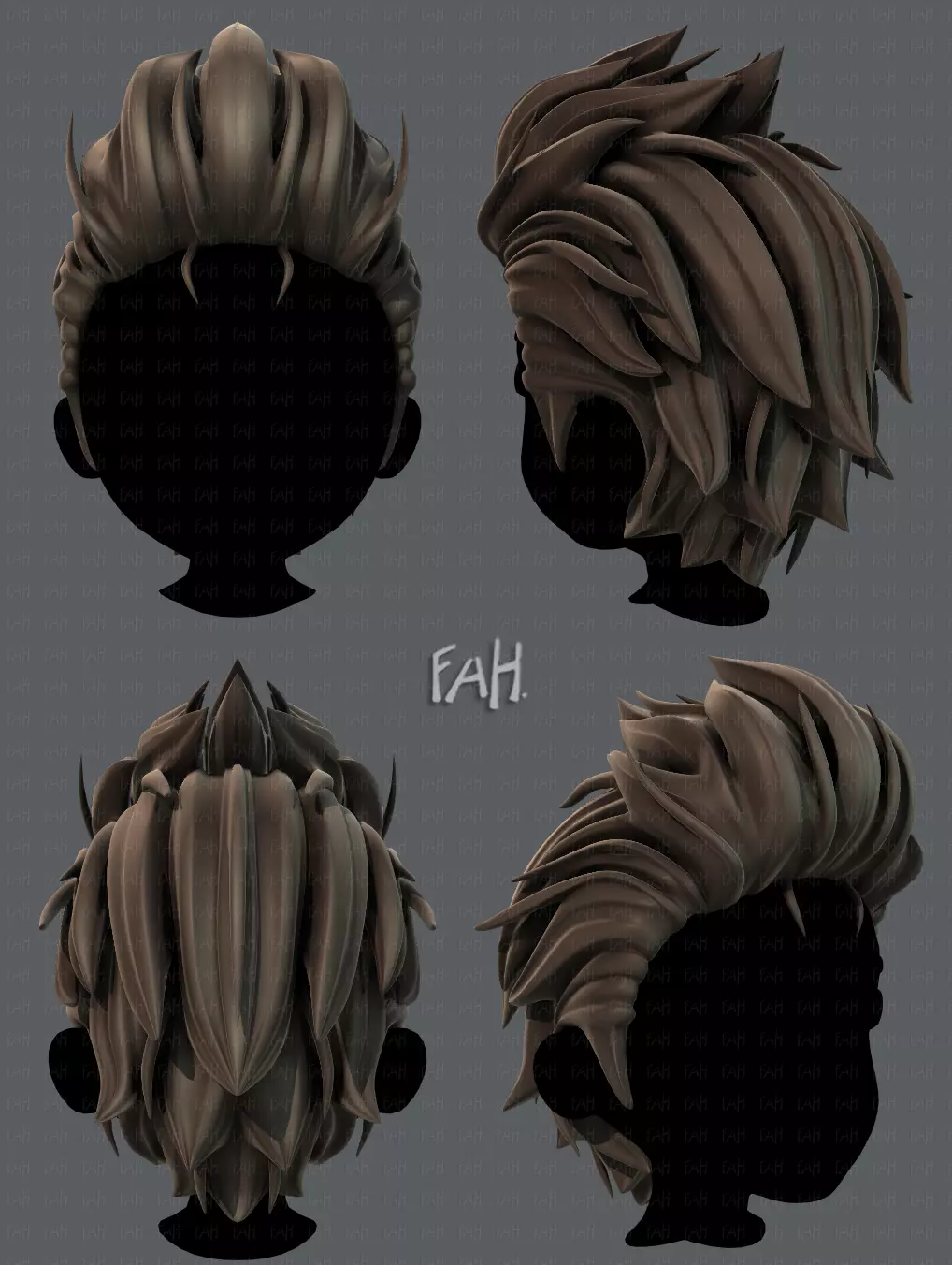3D Hair style for boy V42 Low-poly 3D model_0