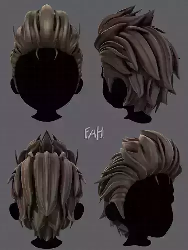 3D Hair style for boy V42 Low-poly 3D model