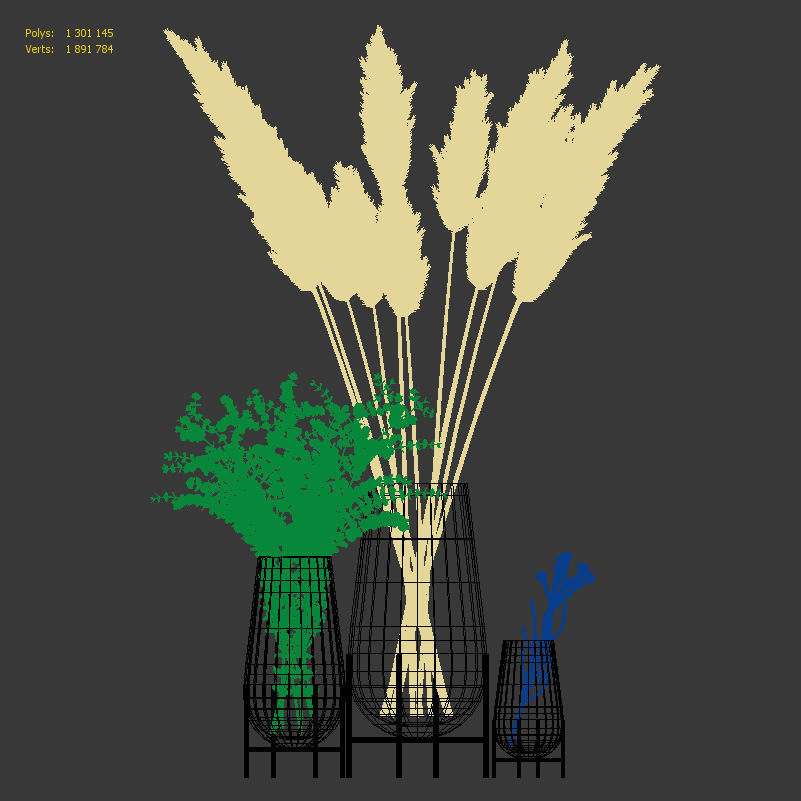 Plants in Echasse Vases 3D model_9