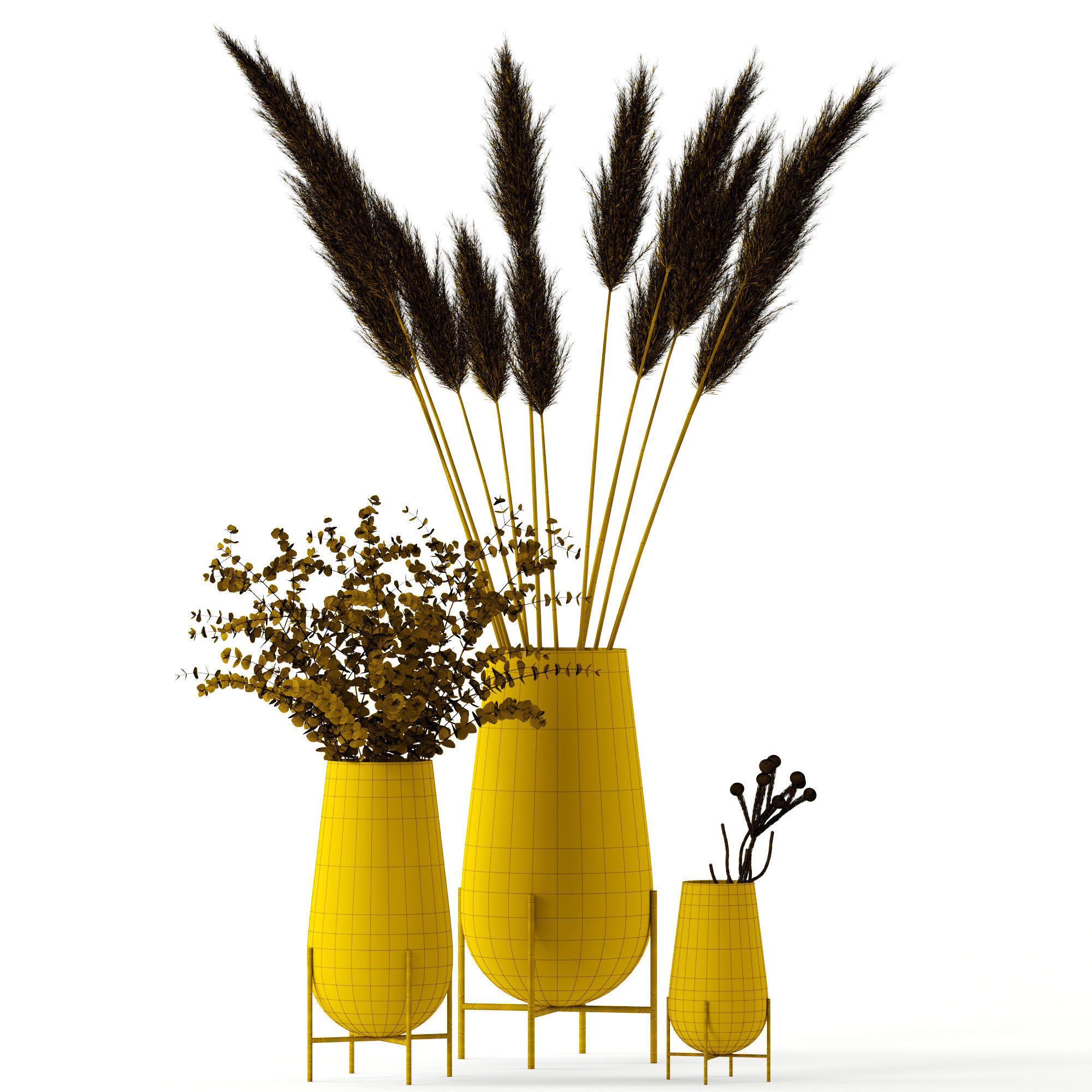 Plants in Echasse Vases 3D model_8