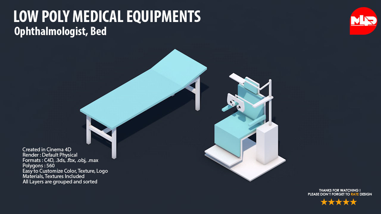 Low Poly Hospital Set - Medical Equipments Low-poly 3D model_28