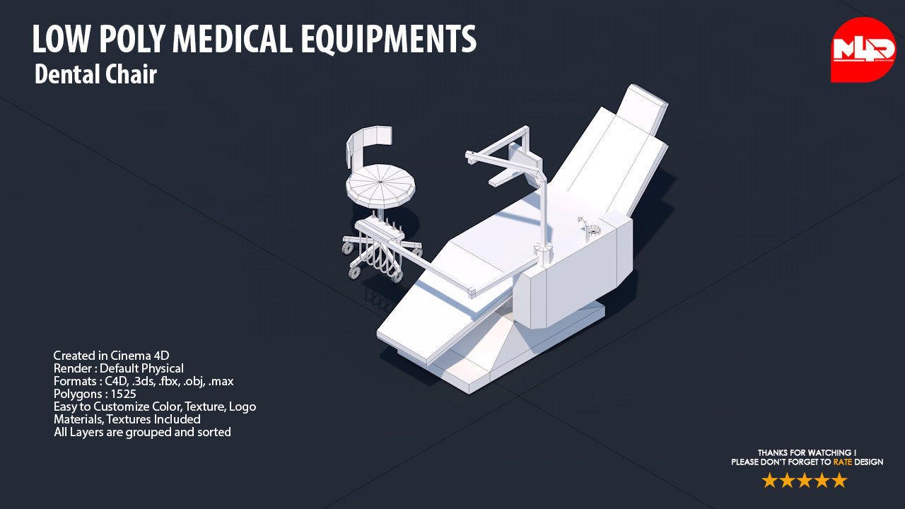 Low Poly Hospital Set - Medical Equipments Low-poly 3D model_18