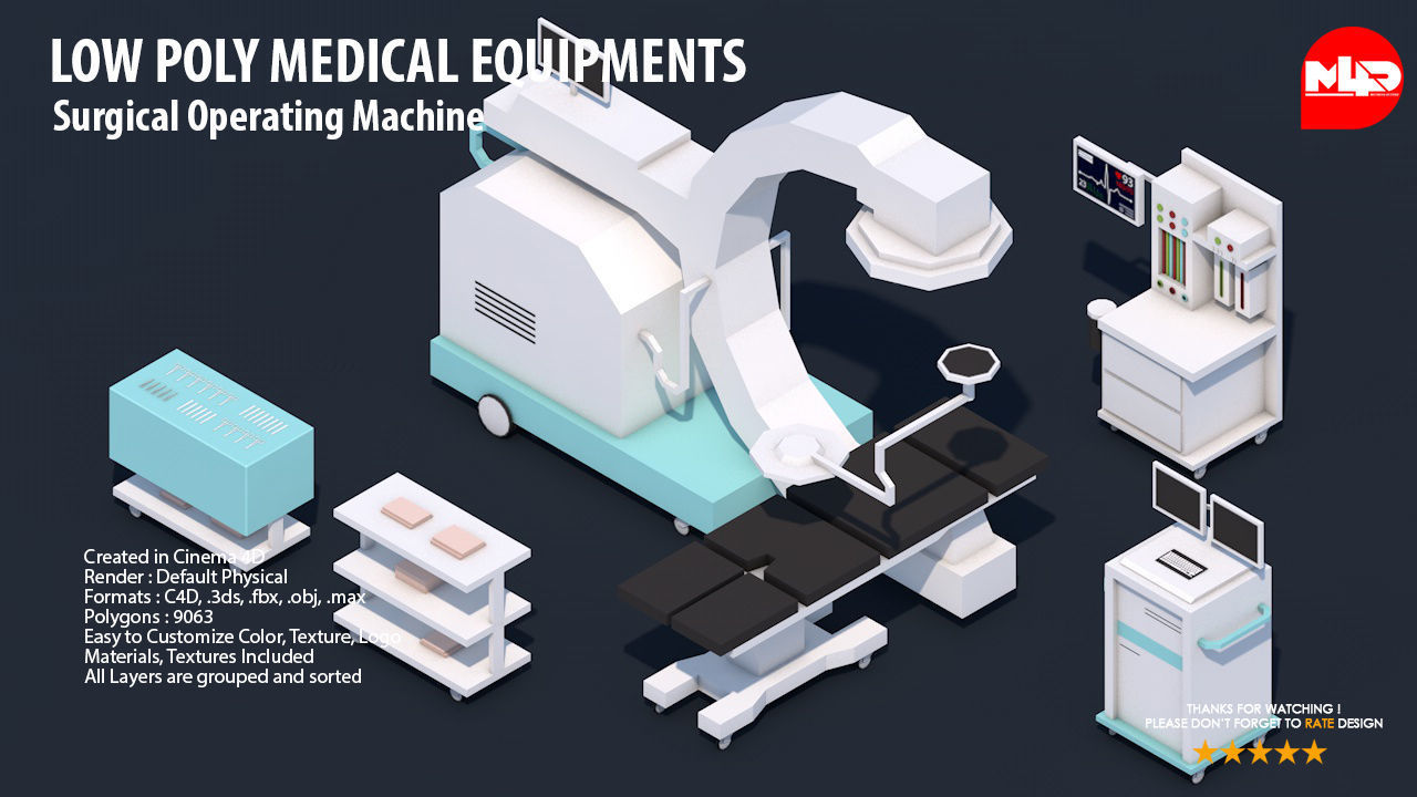 Low Poly Hospital Set - Medical Equipments Low-poly 3D model_20
