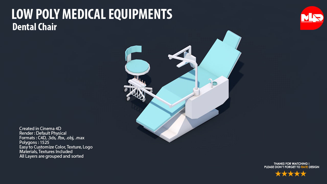 Low Poly Hospital Set - Medical Equipments Low-poly 3D model_17