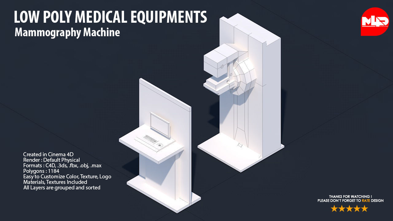 Low Poly Hospital Set - Medical Equipments Low-poly 3D model_26