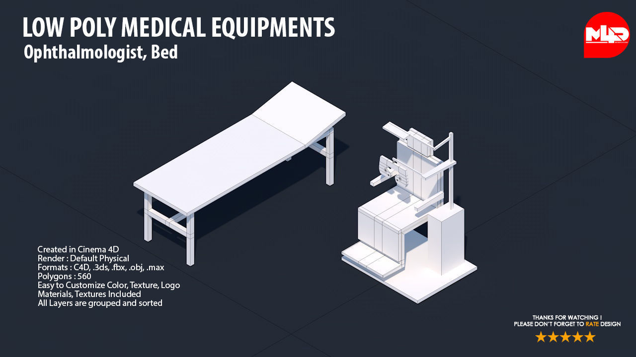 Low Poly Hospital Set - Medical Equipments Low-poly 3D model_30