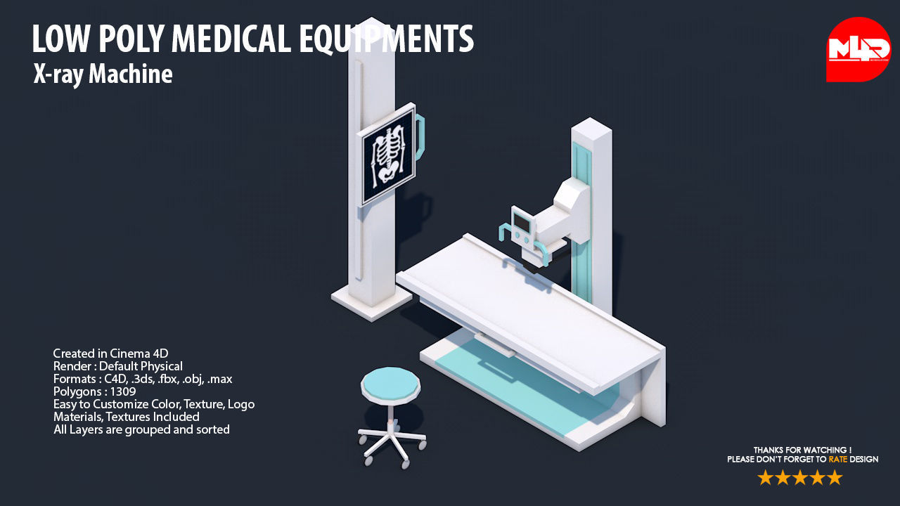 Low Poly Hospital Set - Medical Equipments Low-poly 3D model_8