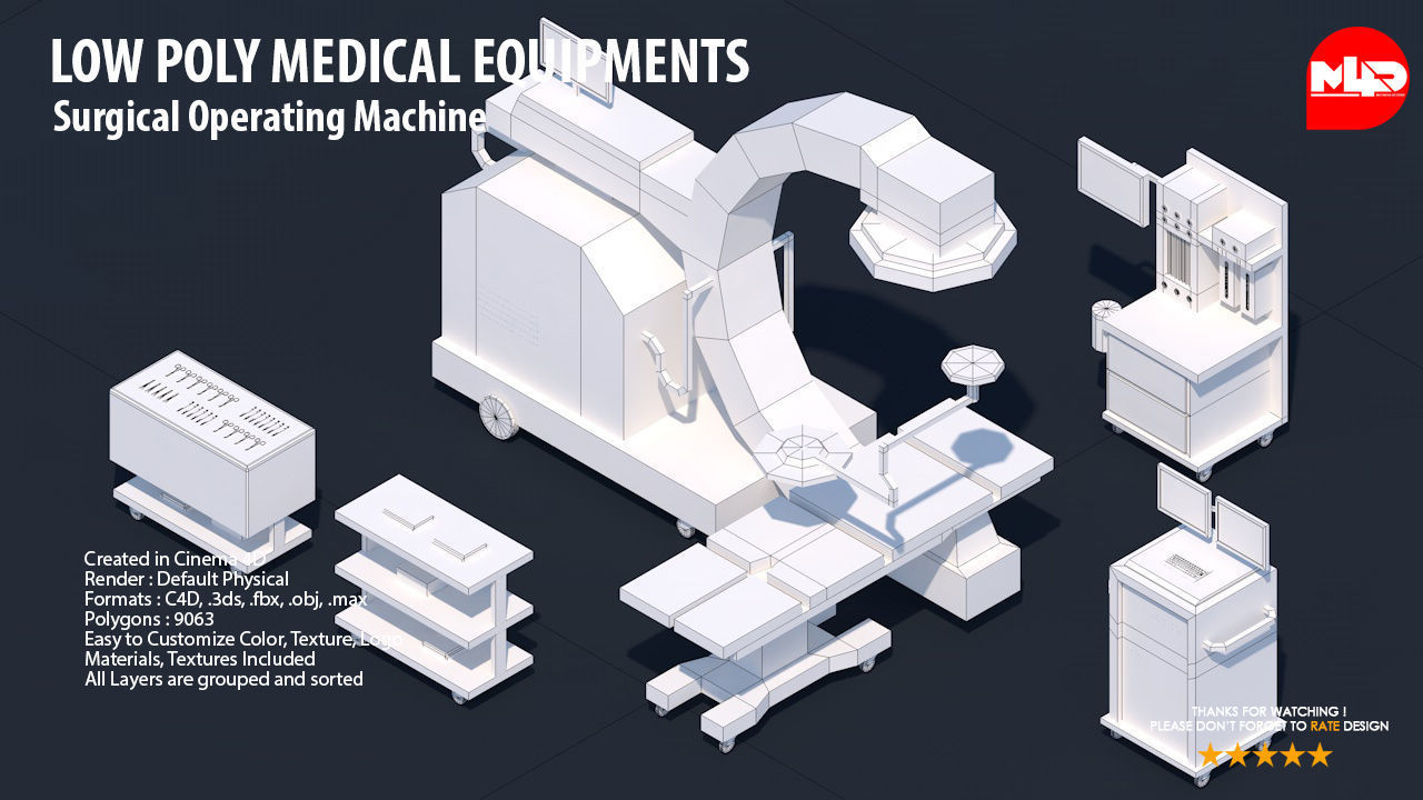 Low Poly Hospital Set - Medical Equipments Low-poly 3D model_22