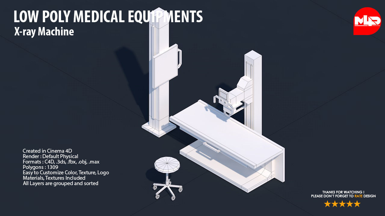 Low Poly Hospital Set - Medical Equipments Low-poly 3D model_11