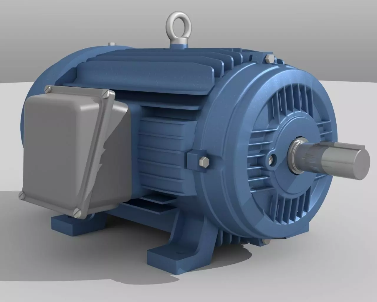 Industrial Electric Motor Low-poly 3D model_0