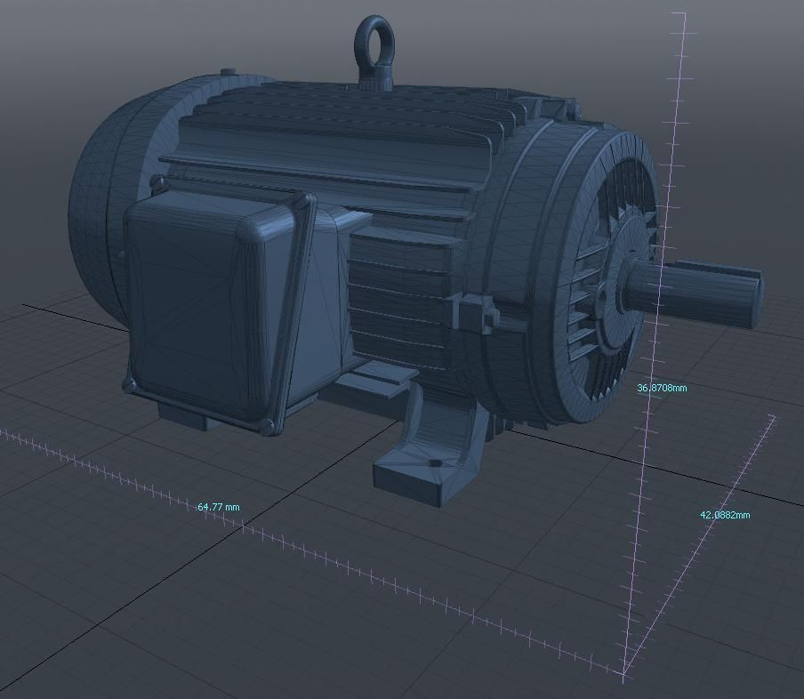 Industrial Electric Motor Low-poly 3D model_3