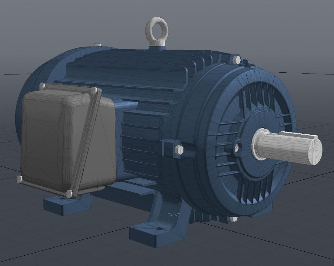 Industrial Electric Motor Low-poly 3D model_4