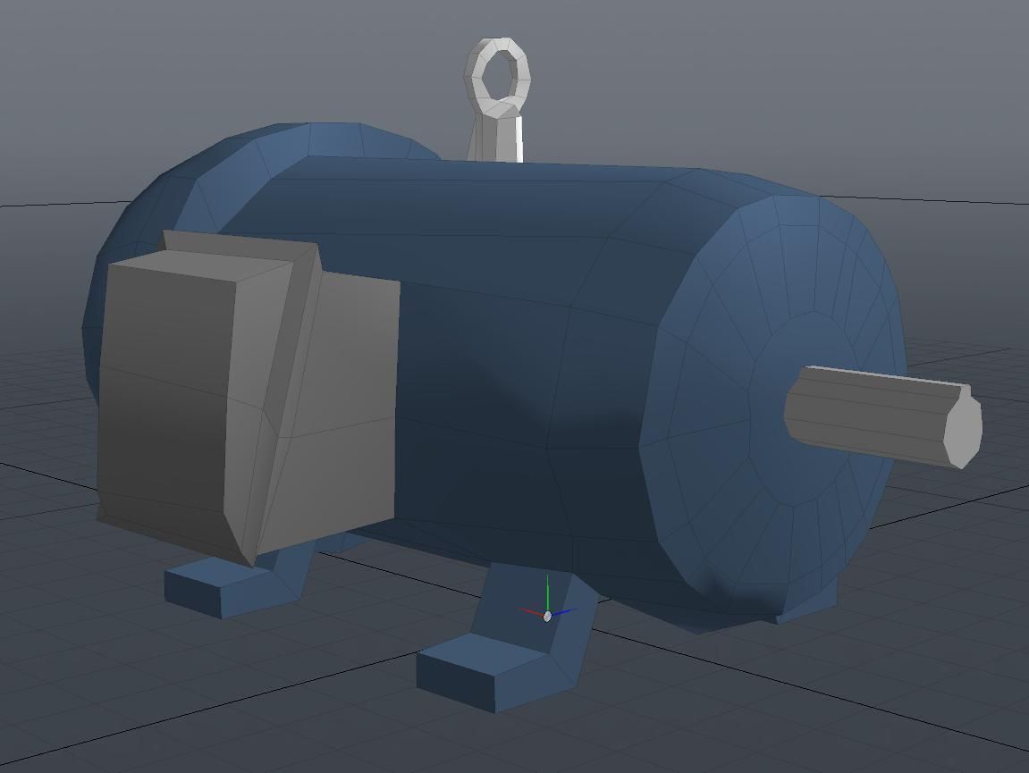 Industrial Electric Motor Low-poly 3D model_8