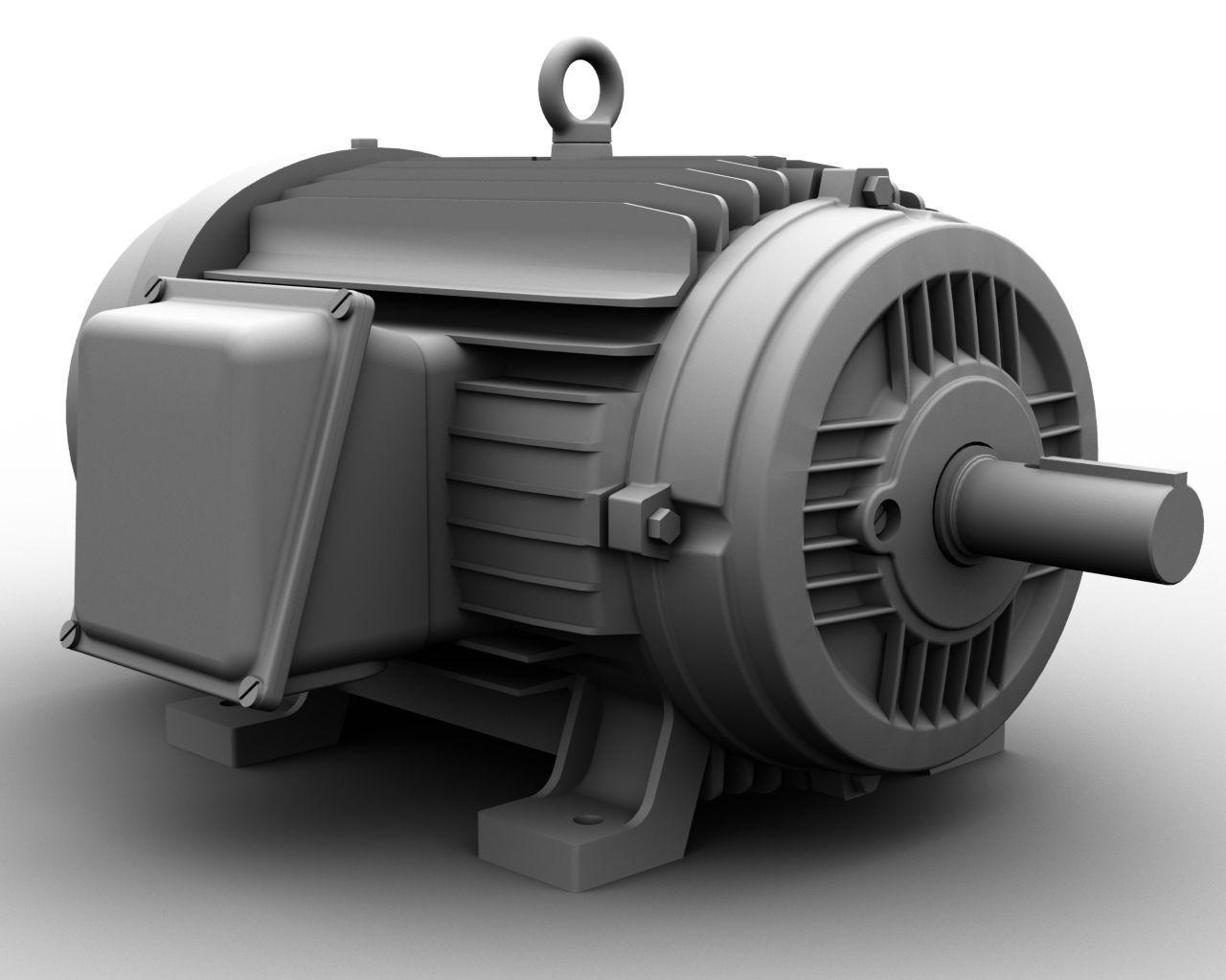 Industrial Electric Motor Low-poly 3D model_1