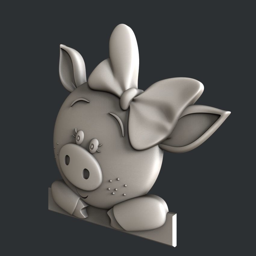 3d STL models for CNC or 3d printer Pig 3D print model_2