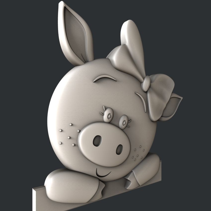 3d STL models for CNC or 3d printer Pig 3D print model_1