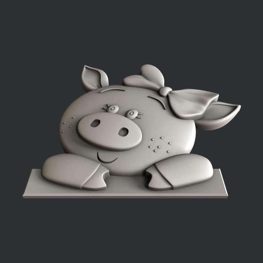 3d STL models for CNC or 3d printer Pig 3D print model_4