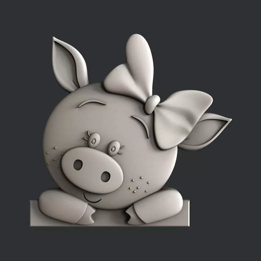 3d STL models for CNC or 3d printer Pig 3D print model_0