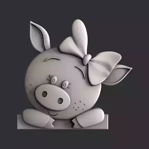 3d STL models for CNC or 3d printer Pig 3D print model