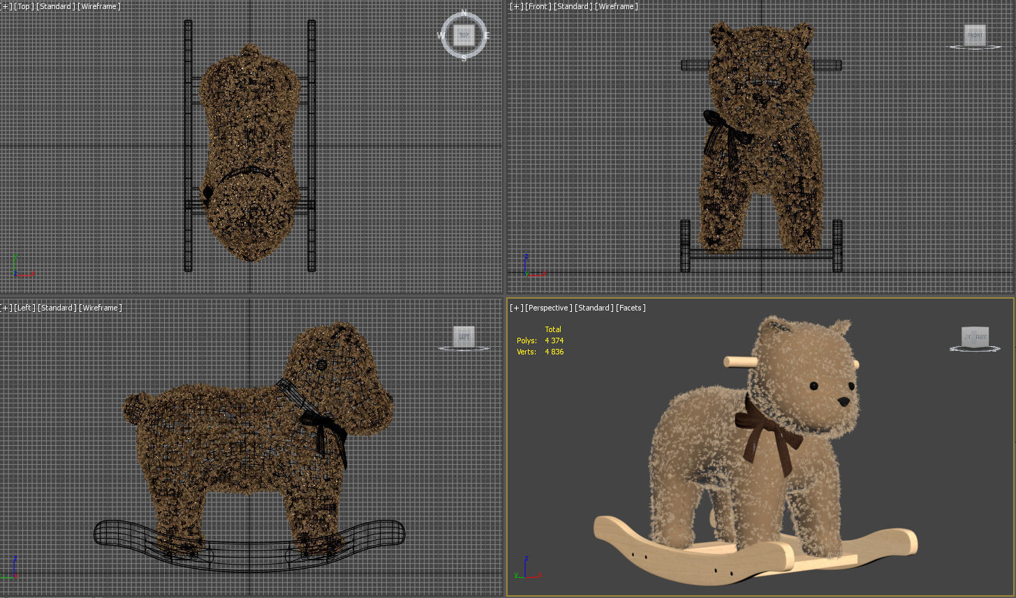 Bear Plush Rocker Low-poly 3D model_8